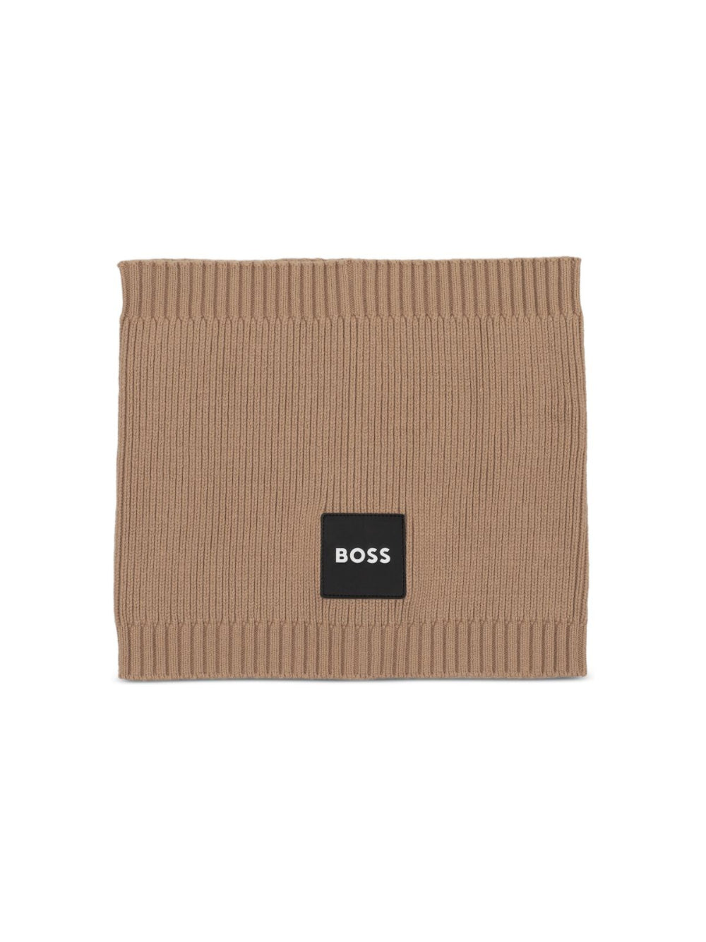 Sciarpa per bambino Boss Kids marrone con applicazione logo sul davanti J53590 269 BOSS KIDS 