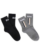 Set di due paia di calzini per bambino Boss Kids multicolore con logo ricamato J53592 09B BOSS KIDS 
