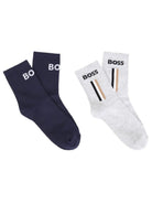 Set di due paia di calzini per bambino Boss Kids multicolore con logo ricamato J53592 849 BOSS KIDS 