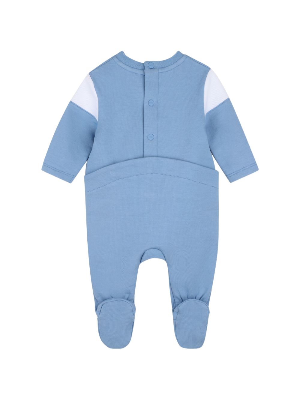 Tutina per neonato Boss Kids azzurra con applicazione frontale con logo J53603 81N BOSS KIDS 