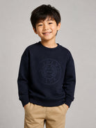Felpa per bambino Boss Kids blu con logo ricamato sul davanti J53606 849 BOSS KIDS 