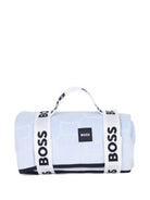 Coperta per neonato Boss Kids azzurra con logo sul davanti J53638 771 BOSS KIDS 