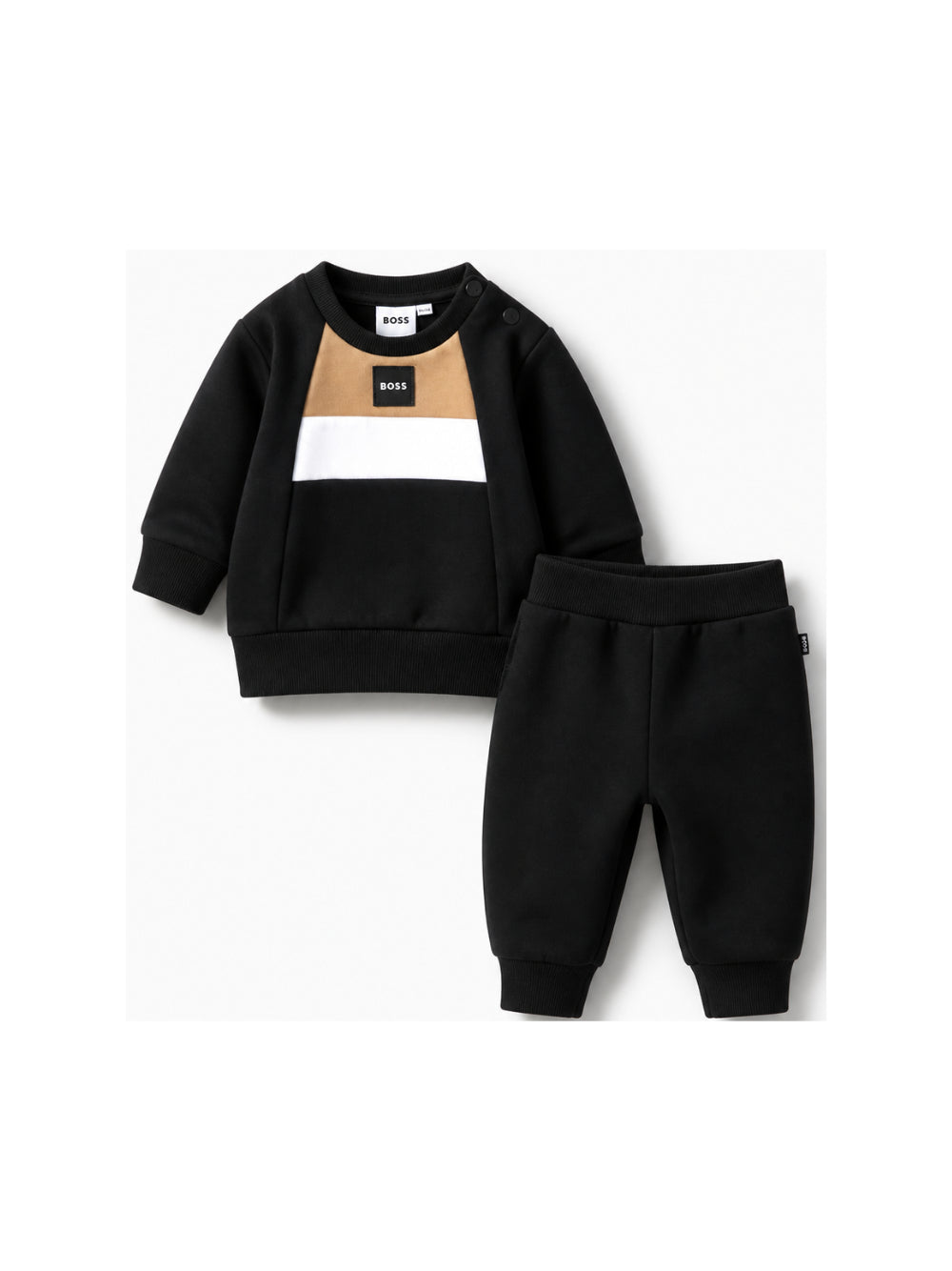 Set felpa e pantaloni per neonato Boss Kids nero con design color-block J53699 09B BOSS KIDS 