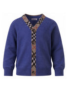 Cardigan per bambino Burberry Kids blu con bordo a quadri 8117637 C4145 BURBERRY KIDS 