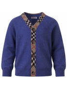 Cardigan per bambino Burberry Kids blu con bordo a quadri 8117637 C4145 BURBERRY KIDS 