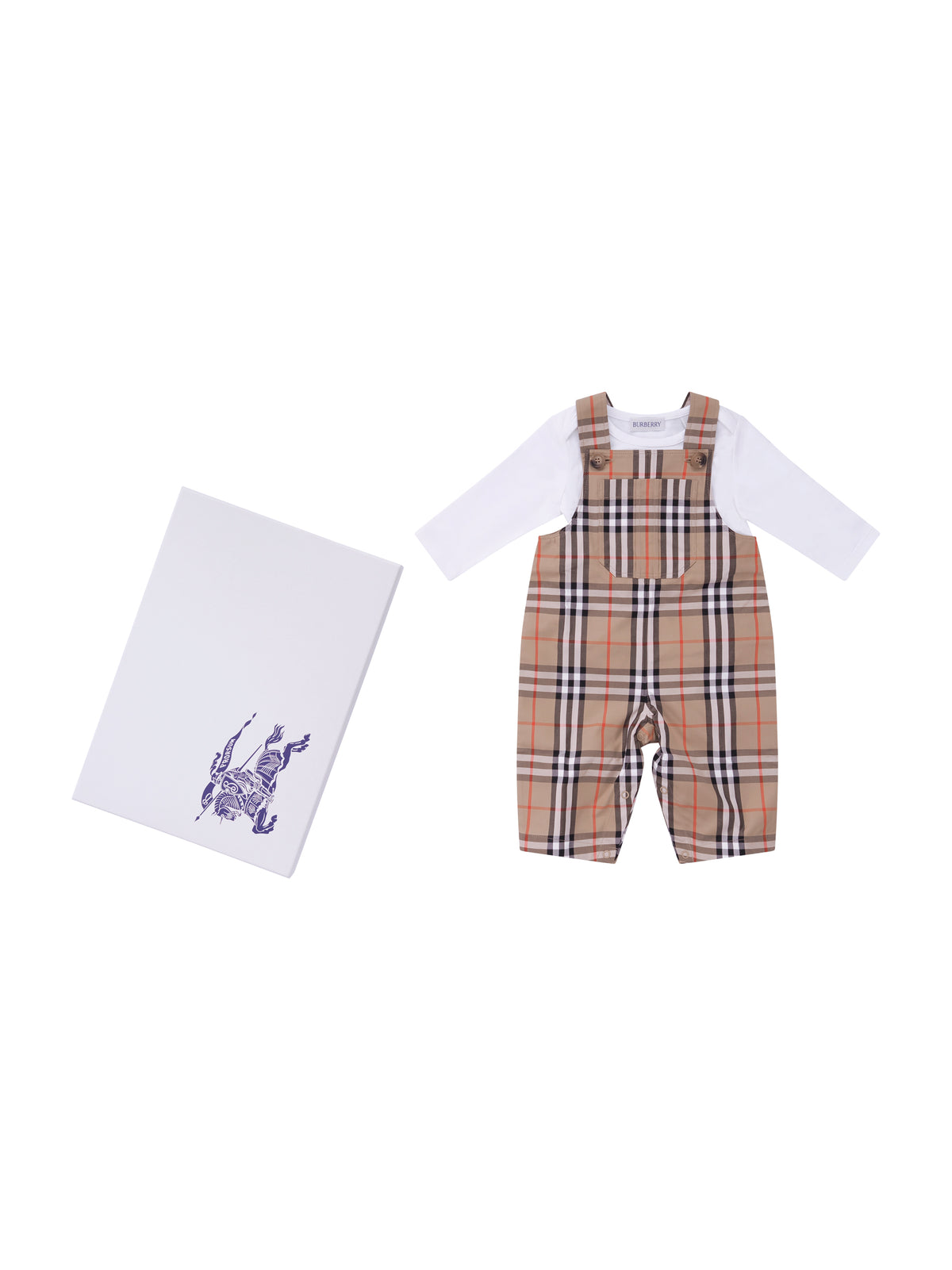 Set tre pezzi per neonato Burberry Kids beige con caratteristico motivo Vintage Check 8117965 B9368 BURBERRY KIDS 