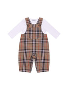Set tre pezzi per neonato Burberry Kids beige con caratteristico motivo Vintage Check 8117965 B9368 BURBERRY KIDS 
