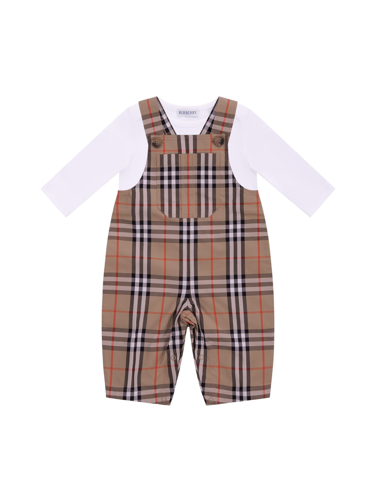 Set tre pezzi per neonato Burberry Kids beige con caratteristico motivo Vintage Check 8117965 B9368 BURBERRY KIDS 
