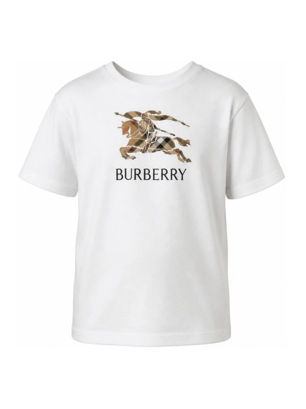 T-shirt per bambini Burberry Kids bianca con motivo Equestrian Knight 8120352 A1464 BURBERRY KIDS 