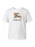 T-shirt per bambini Burberry Kids bianca con motivo Equestrian Knight 8120352 A1464 BURBERRY KIDS 