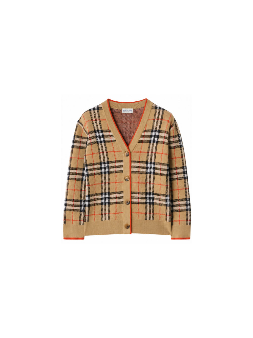 Cardigan per neonati Burberry Kids beige con motivo Vintage Check 8121181 B9368 BURBERRY KIDS 