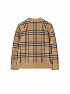 Cardigan per neonati Burberry Kids beige con motivo Vintage Check 8121181 B9368 BURBERRY KIDS 