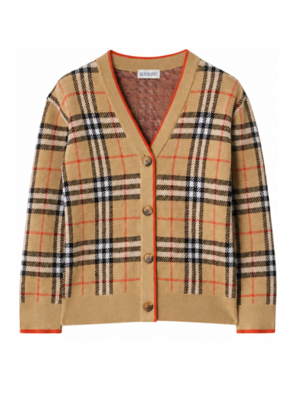 Cardigan per neonati Burberry Kids beige con motivo Vintage Check 8121181 B9368 BURBERRY KIDS 