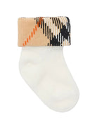 Set di due paia di calzini Burberry Kids bianchi con risvolto Check 8121864 A1464 BURBERRY KIDS 