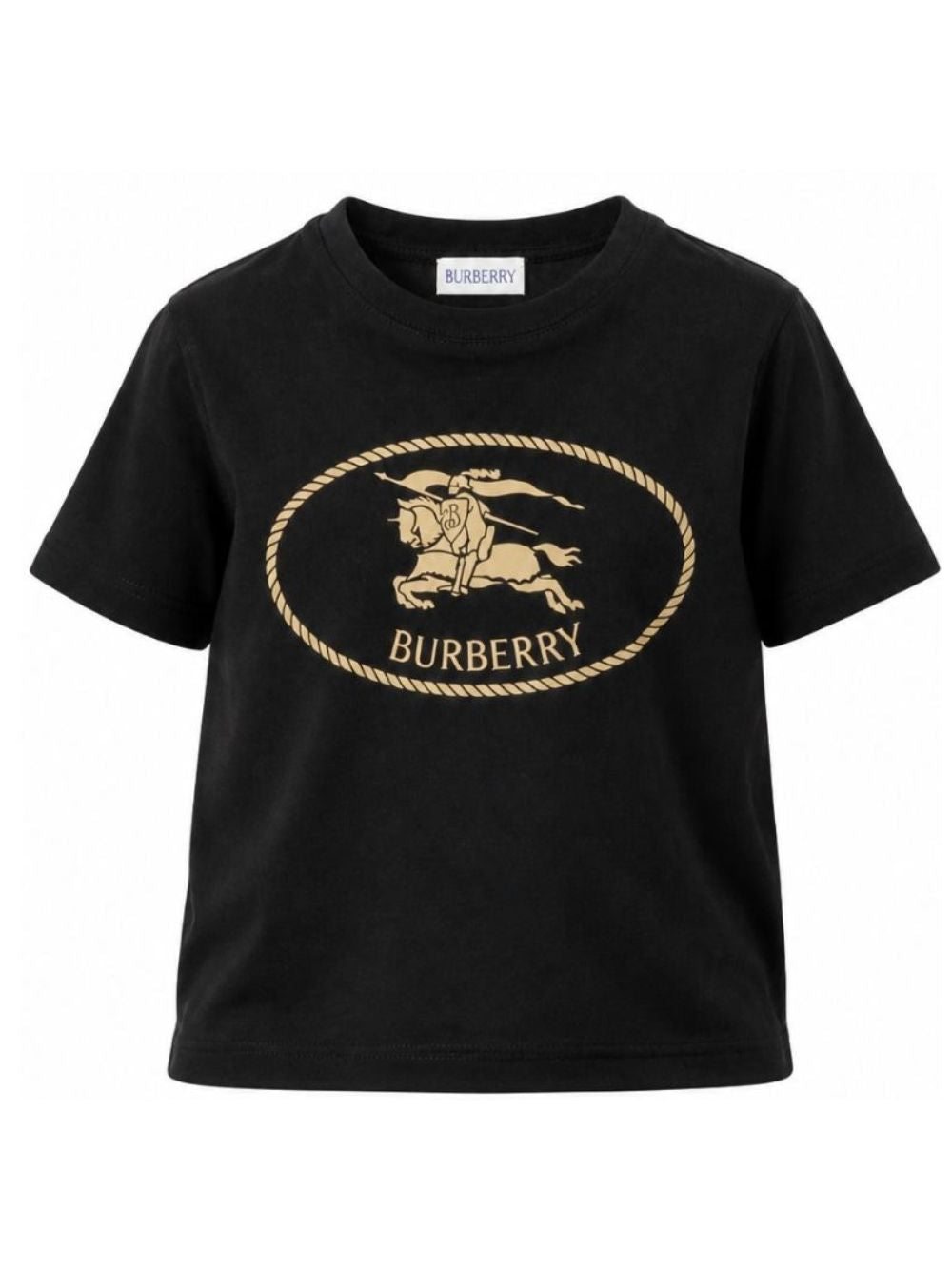 T-shirt per bambini Burberry Kids nera con motivo Equestrian Knight 8125851 A1189 BURBERRY KIDS 