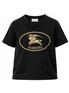 T-shirt per bambini Burberry Kids nera con motivo Equestrian Knight 8125851 A1189 BURBERRY KIDS 