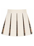 Gonna plissettata per bambina Burberry Kids beige in misto lana Check 8125915 A1452 BURBERRY KIDS 