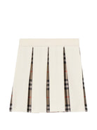 Gonna plissettata per bambina Burberry Kids beige in misto lana Check 8125915 A1452 BURBERRY KIDS 