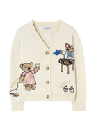 Cardigan Tea Party per bambina Burberry Kids beige con ricamo orsetti 8125916 A1452 BURBERRY KIDS 