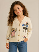 Cardigan Tea Party per bambina Burberry Kids beige con ricamo orsetti 8125916 A1452 BURBERRY KIDS 