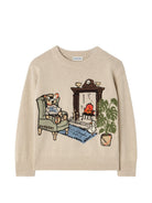 Maglione per bambini Burberry Kids beige con ricamo orsetto sul davanti 8125931 A4187 BURBERRY KIDS 