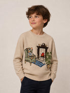 Maglione per bambini Burberry Kids beige con ricamo orsetto sul davanti 8125931 A4187 BURBERRY KIDS 