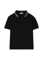 T-shirt per bambino Burberry Kids nera con dettagli con motivo Vintage Check 8126317 A1189 BURBERRY KIDS 