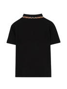 T-shirt per bambino Burberry Kids nera con dettagli con motivo Vintage Check 8126317 A1189 BURBERRY KIDS 