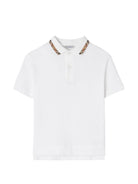 T-shirt per bambino Burberry Kids bianca con inserti con motivo Vintage Check 8126318 A1464 BURBERRY KIDS 