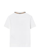 T-shirt per bambino Burberry Kids bianca con inserti con motivo Vintage Check 8126318 A1464 BURBERRY KIDS 
