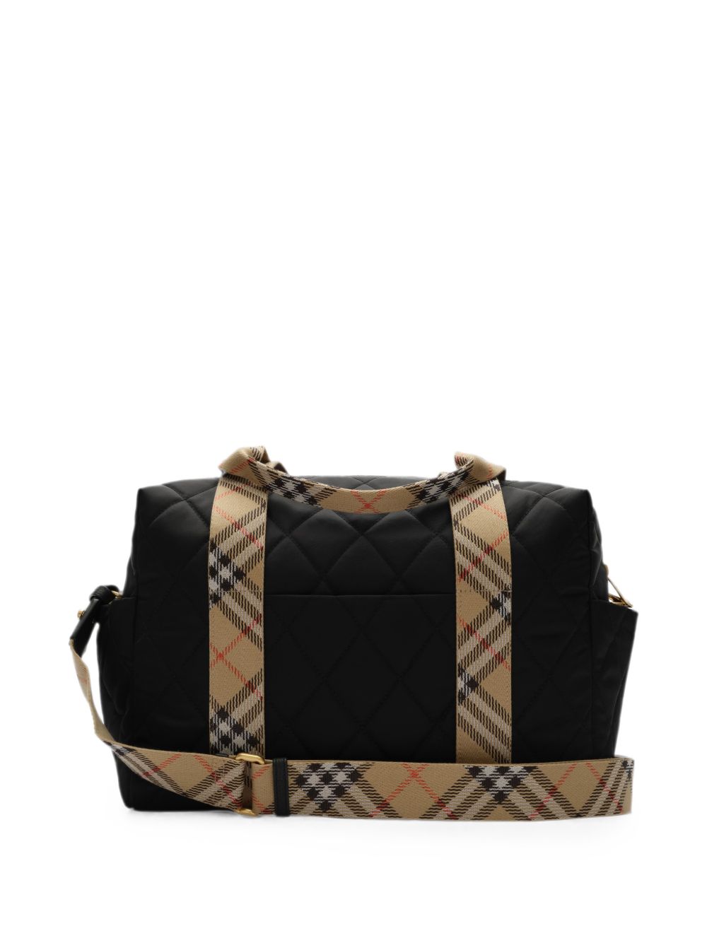 Borsa fasciatoio per neonati Burberry Kids nera in nylon trapuntato con finiture a quadri 8126771 A1189 BURBERRY KIDS 