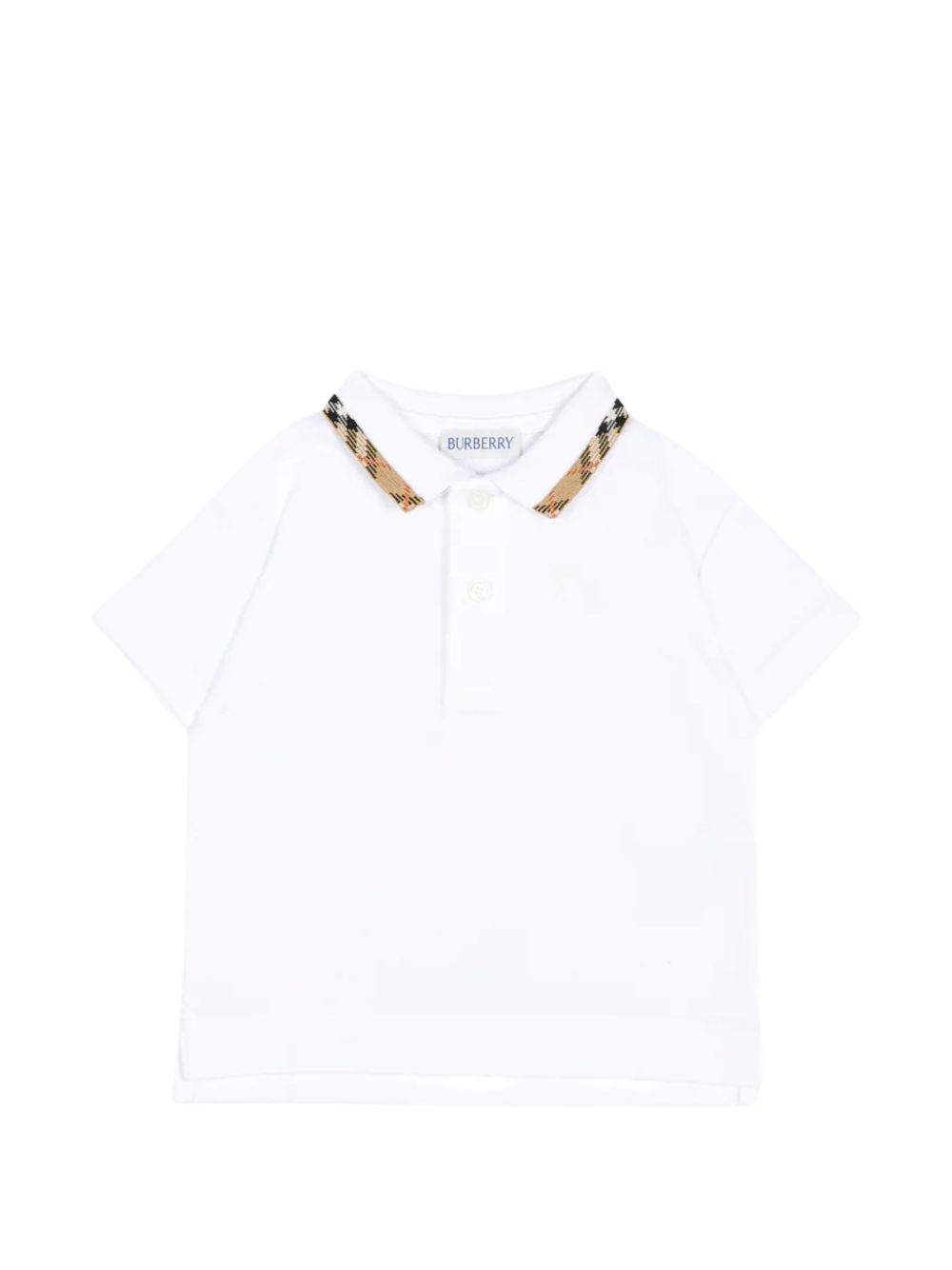 T-shirt per neonato Burberry Kids bianca con dettagli con motivo Vintage Check 8126808 A1464 BURBERRY KIDS 