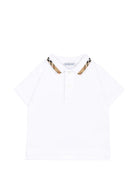 T-shirt per neonato Burberry Kids bianca con dettagli con motivo Vintage Check 8126808 A1464 BURBERRY KIDS 