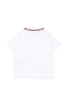 T-shirt per neonato Burberry Kids bianca con dettagli con motivo Vintage Check 8126808 A1464 BURBERRY KIDS 