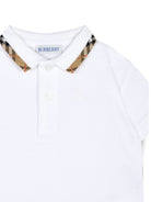 T-shirt per neonato Burberry Kids bianca con dettagli con motivo Vintage Check 8126808 A1464 BURBERRY KIDS 