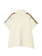 Mantella in lana per bambini Burberry Kids bianca con cerniera e finiture a quadri 8129144 A5933 BURBERRY KIDS 