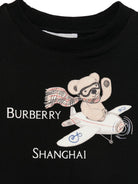 T-shirt per neonati Burberry Kids nera con stampa grafica Shanghai Bear 8129769 A1189 BURBERRY KIDS 