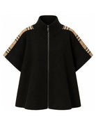 Mantella in lana per bambini Burberry Kids nera con finiture a quadri 8129887 C1462 BURBERRY KIDS 