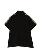 Mantella in lana per bambini Burberry Kids nera con finiture a quadri 8129887 C1462 BURBERRY KIDS 