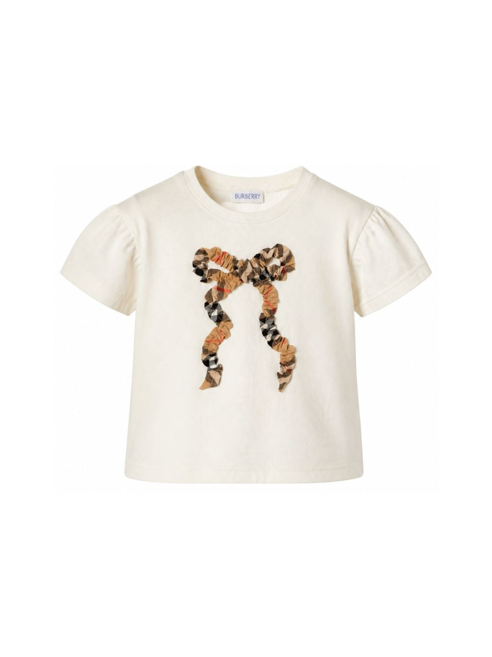 T-shirt per bambina Burberry Kids bianca con dettaglio fiocco sul davanti 8129919 A2014 BURBERRY KIDS 