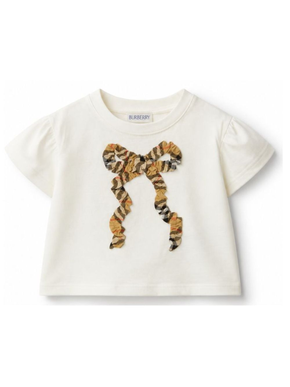 T-shirt per neonata Burberry Kids bianca con motivo fiocco Check 8129936 A2014 BURBERRY KIDS 