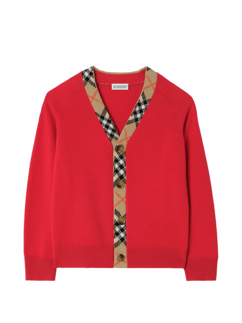 Cardigan per bambino Burberry Kids rosso con motivo Check 8130898 A4587 BURBERRY KIDS 