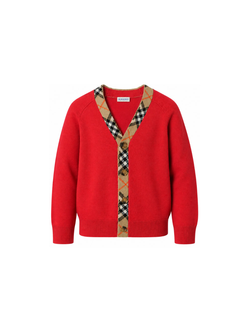 Cardigan per bambino Burberry Kids rosso con motivo Check 8130898 A4587 BURBERRY KIDS 