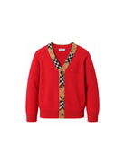 Cardigan per bambino Burberry Kids rosso con motivo Check 8130898 A4587 BURBERRY KIDS 
