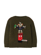 Maglione per bambino Burberry Kids verde con motivo Postbox Bear 8131186 C5083 BURBERRY KIDS 