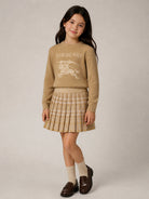 Maglione per bambina Burberry Kids beige con ricamo Equestrian Knight 8131242 B1016 BURBERRY KIDS 