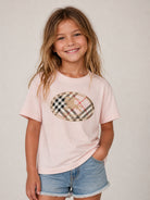 T-shirt per bambina Burberry Kids rosa con inserto con motivo Vintage Check 8131601 C2989 BURBERRY KIDS 