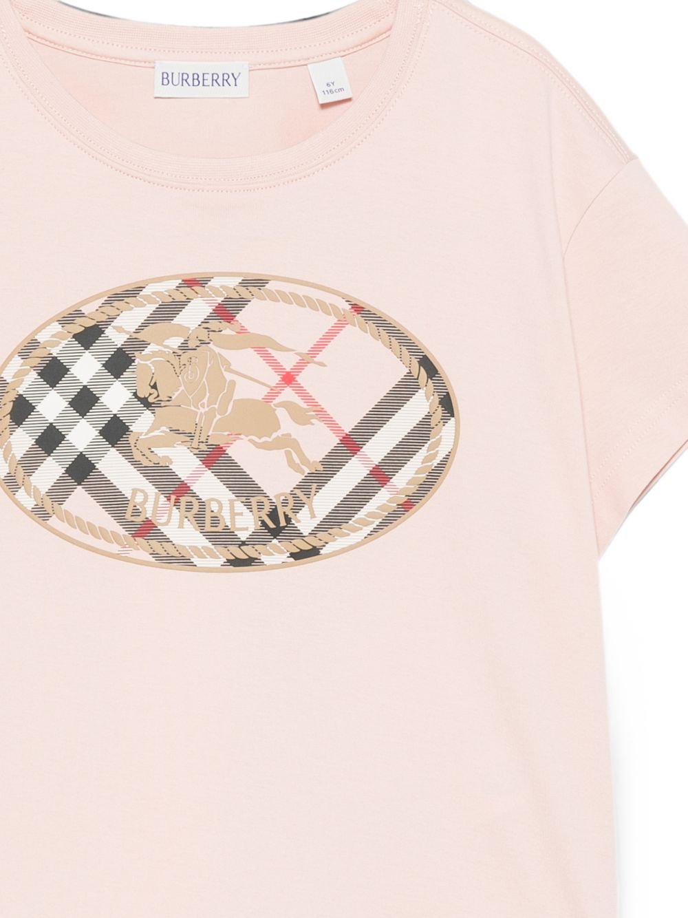 T-shirt per bambina Burberry Kids rosa con inserto con motivo Vintage Check 8131601 C2989 BURBERRY KIDS 