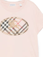 T-shirt per bambina Burberry Kids rosa con inserto con motivo Vintage Check 8131601 C2989 BURBERRY KIDS 