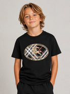 T-shirt per Bambino Burberry Kids nera con stampa logo sul davanti 8131608 A1189 BURBERRY KIDS 